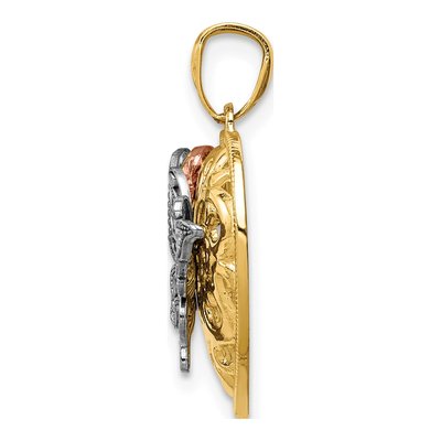 14K Tri-Color Gold Butterfly Heart Pendant – view 3