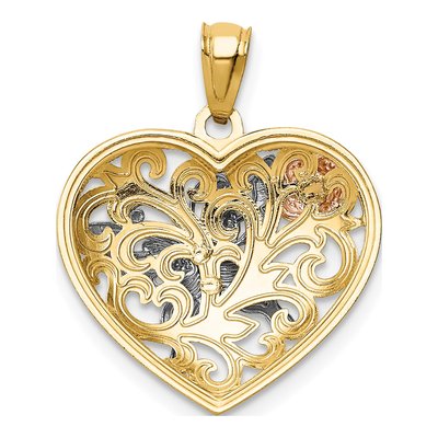 14K Tri-Color Gold Butterfly Heart Pendant – view 5