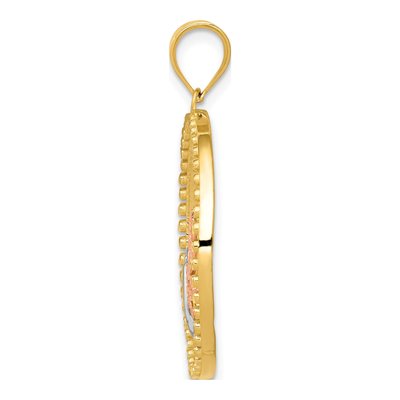 14K Two-Tone Gold Dragonfly Circle Pendant – view 3