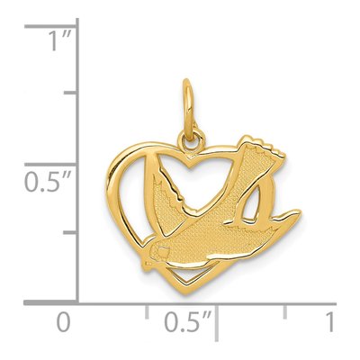 14K Yellow Gold Dove Heart Pendant – view 5