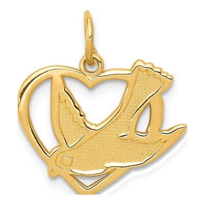 14K Yellow Gold Dove Heart Pendant