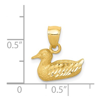 14K Yellow Gold Diamond-Cut Duck Pendant – view 4