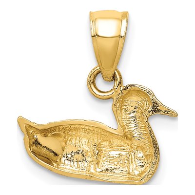 14K Yellow Gold Diamond-Cut Duck Pendant – view 5