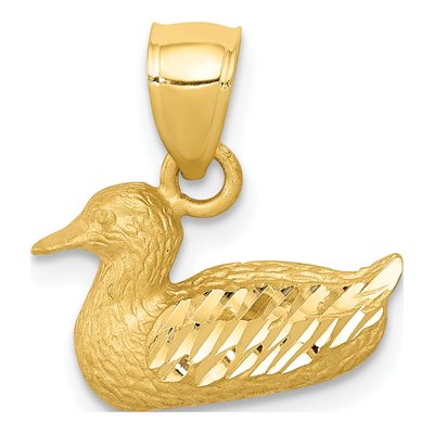14K Yellow Gold Diamond-Cut Duck Pendant