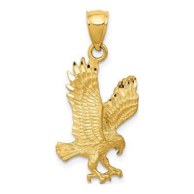 14K Yellow Gold Diamond-Cut Eagle Pendant