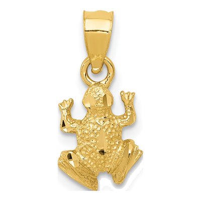 14K Yellow Gold Diamond-Cut Frog Pendant