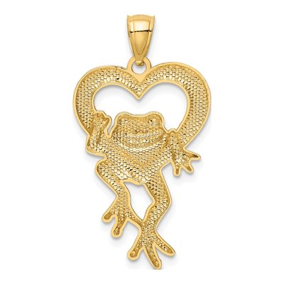 14K Yellow Gold Frog Heart Pendant – view 4