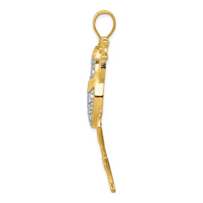 14K Yellow Gold Large Diamond-Cut Frog Pendant – view 3