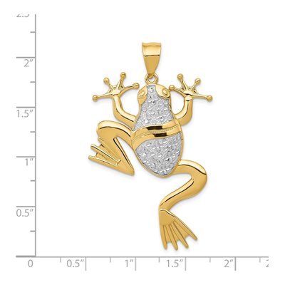 14K Yellow Gold Large Diamond-Cut Frog Pendant – view 5