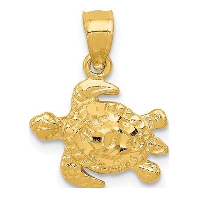 14K Yellow Gold Turtle Pendant