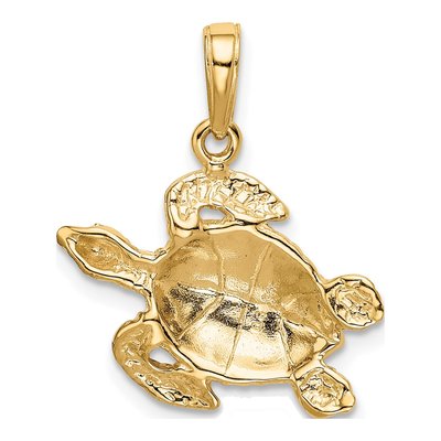14K Yellow Gold Sea Turtle Pendant – view 4