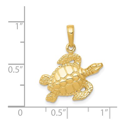 14K Yellow Gold Sea Turtle Pendant – view 5