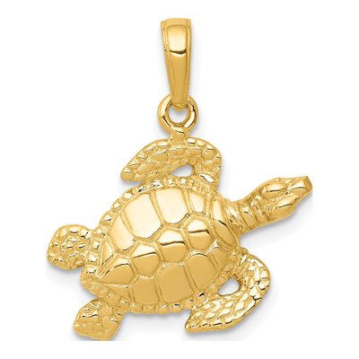 14K Yellow Gold Sea Turtle Pendant