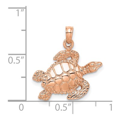 14K Rose Gold Textured Sea Turtle Charm – view 4
