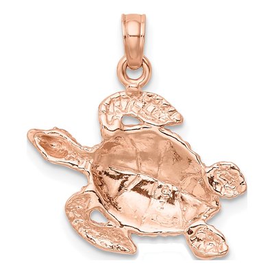 14K Rose Gold Textured Sea Turtle Charm – view 5
