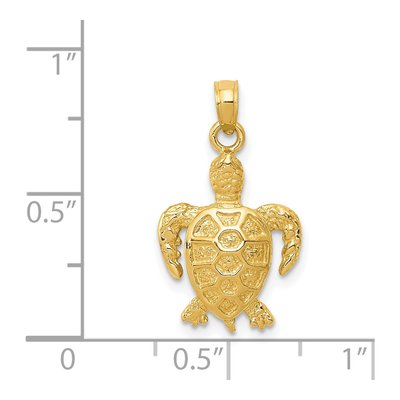 14K Yellow Gold Sea Turtle Pendant – view 5