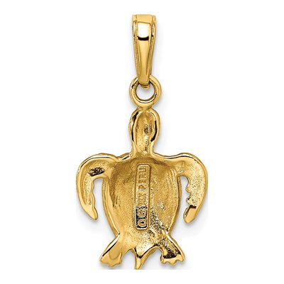 14K Yellow Gold Green Enamel Sea Turtle Pendant – view 4
