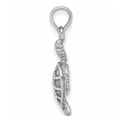 14K White Gold Sea Turtle Pendant – view 3