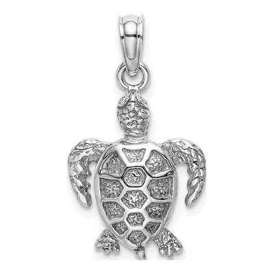 14K White Gold Sea Turtle Pendant