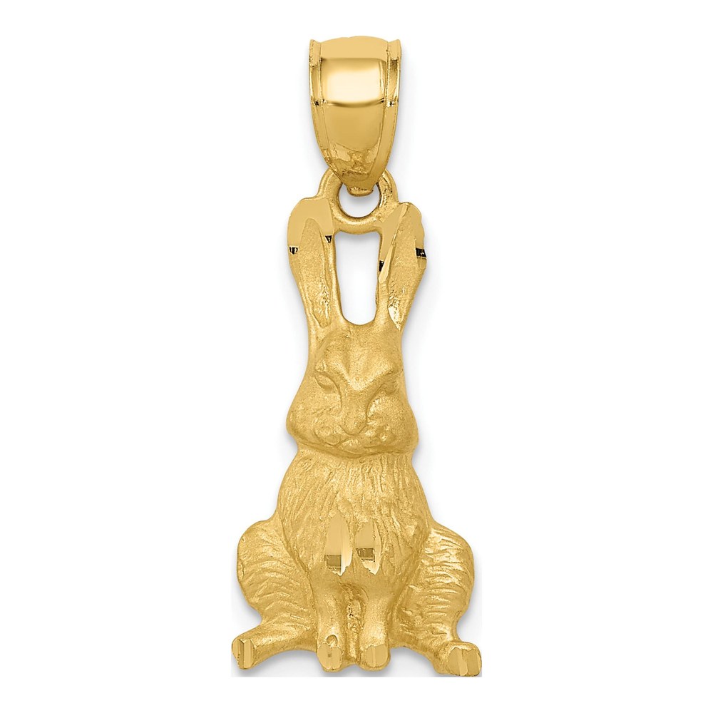 14K Yellow Gold Diamond-Cut Rabbit Pendant