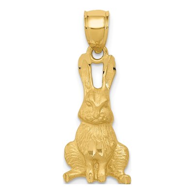 14K Yellow Gold Diamond-Cut Rabbit Pendant