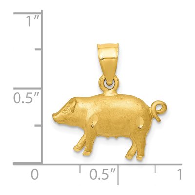 14K Yellow Gold Diamond-Cut Pig Pendant – view 5