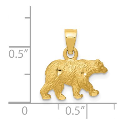 14K Yellow Gold Diamond-Cut Bear Pendant – view 5