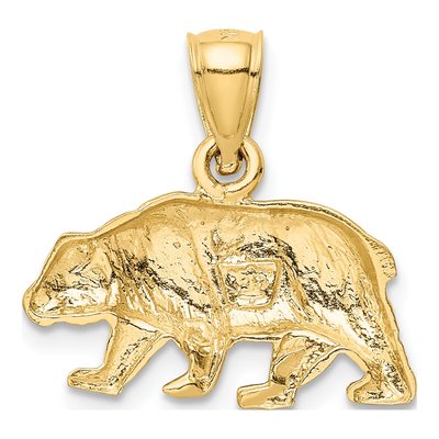 14K Yellow Gold Diamond-Cut Bear Pendant – view 4