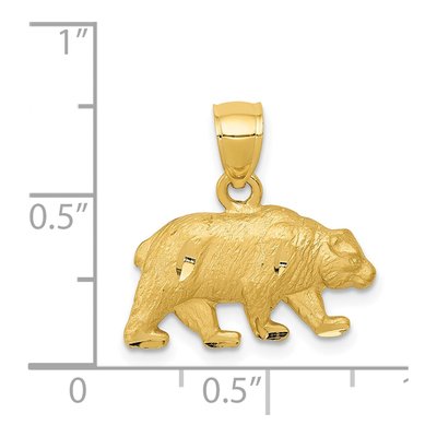 14K Yellow Gold Diamond-Cut Bear Pendant – view 5