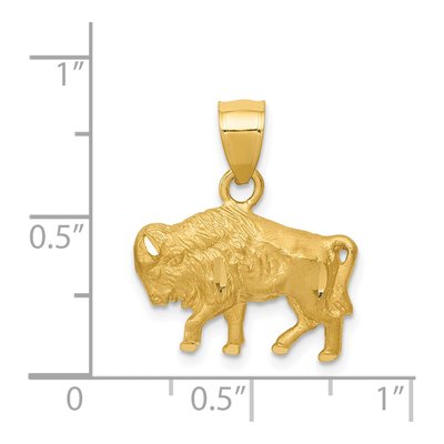 14K Yellow Gold Buffalo Pendant – view 4