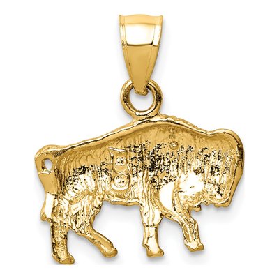 14K Yellow Gold Buffalo Pendant – view 5