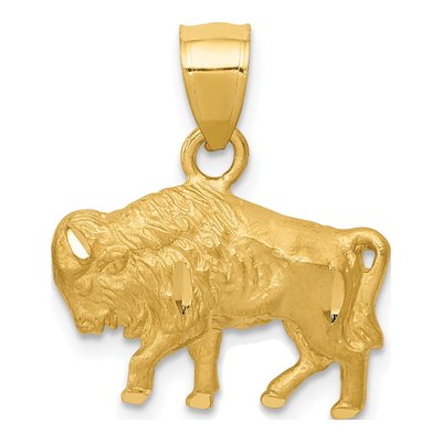 14K Yellow Gold Buffalo Pendant