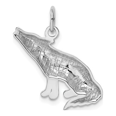 14K White Gold Howling Wolf Pendant – view 4