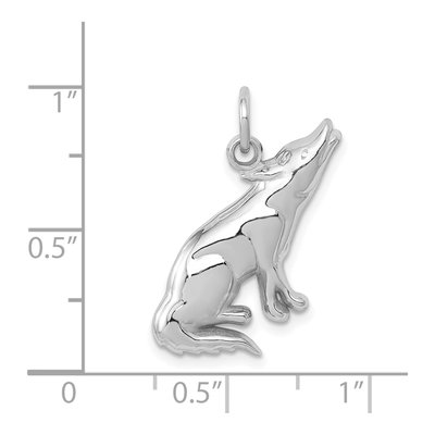 14K White Gold Howling Wolf Pendant – view 5