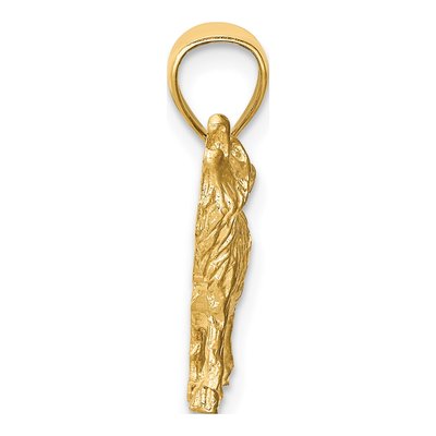 14K Yellow Gold Diamond-Cut Howling Wolf Pendant – view 3