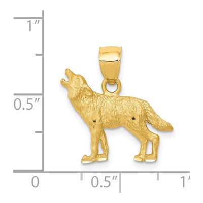 14K Yellow Gold Diamond-Cut Howling Wolf Pendant – view 5