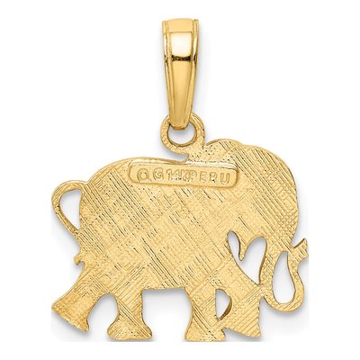14K Yellow Gold Textured Elephant Pendant – view 4