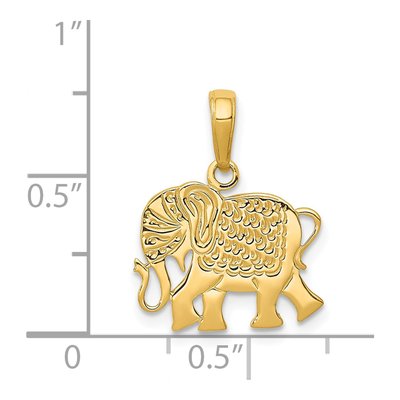 14K Yellow Gold Textured Elephant Pendant – view 5