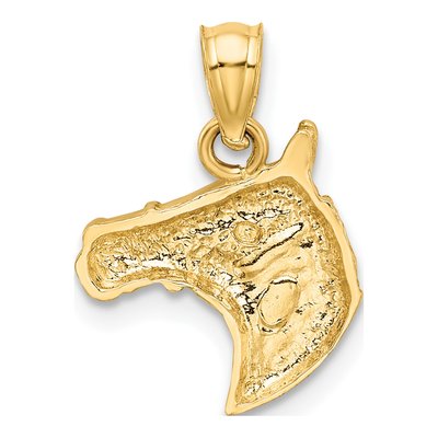 14K Yellow Gold Diamond-Cut Horse Head Pendant – view 4