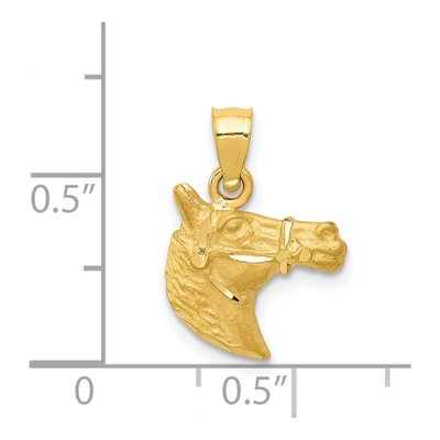 14K Yellow Gold Diamond-Cut Horse Head Pendant – view 5