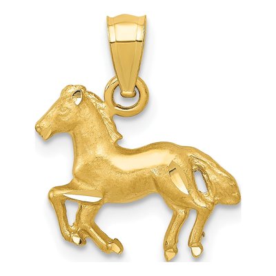 14K Yellow Gold Cantering Horse Pendant