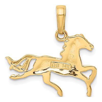 14K Yellow Gold Jumping Horse Pendant – view 4