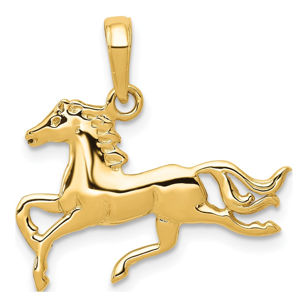 14K Yellow Gold Jumping Horse Pendant