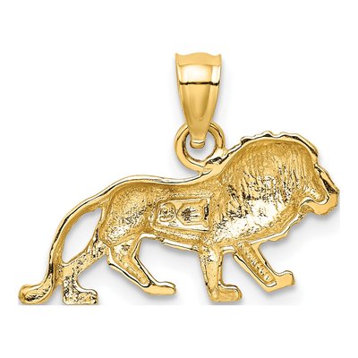 14K Yellow Gold Diamond-Cut Lion Pendant – view 4