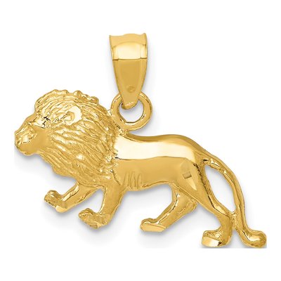 14K Yellow Gold Diamond-Cut Lion Pendant
