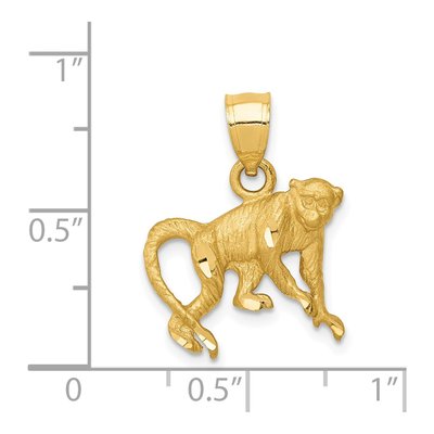 14K Yellow Gold Diamond-Cut Monkey Pendant – view 5