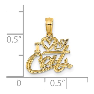 14K Yellow Gold I Heart My Cat Pendant – view 4