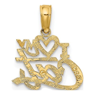 14K Yellow Gold I Heart My Cat Pendant – view 5