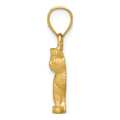 14K Yellow Gold Diamond-Cut Cat Pendant – view 3