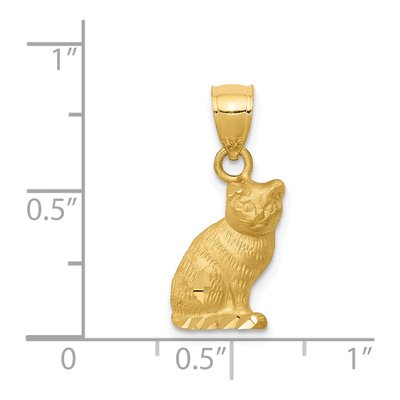 14K Yellow Gold Diamond-Cut Cat Pendant – view 4